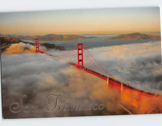 Postcard Fog Rolls into San Francisco Bay Through the Golden Gate Bridge, CA
