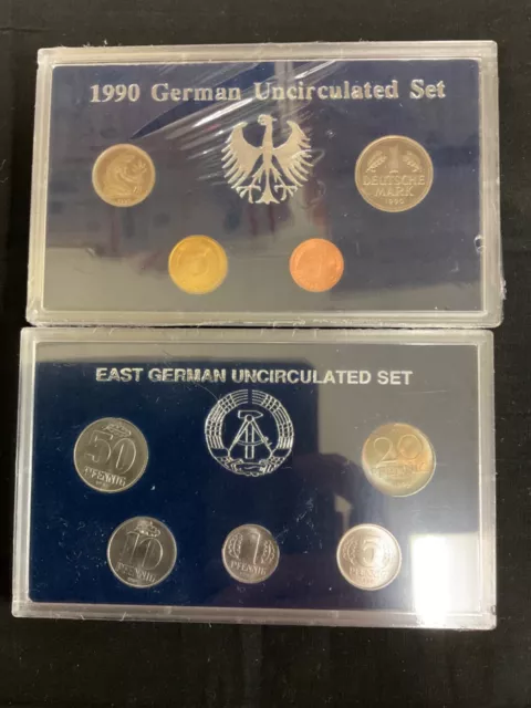 East German Uncirculated Coin Set 1982, 1989, 1990 & 1990 German UNC Coin set