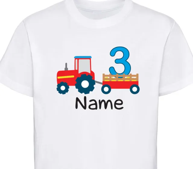 Personalised Tractor Birthday T-Shirt Childrens Tshirt Kids Boys Girls Top Gift