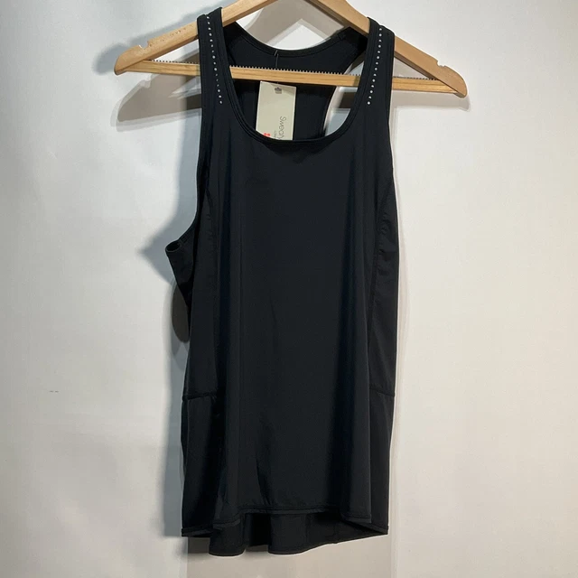 Sweaty Betty Distanzlaufweste Damen schwarz Fitnessstudio Training Top neu mit Etikett