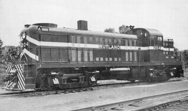 Diesel Locomotive Rutland Railway Train #204 c1950s Vintage Postcard