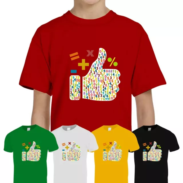 Kids Boys Girls Thumbs Up Number Day 2024 Maths Symbols School Tee T-Shirt Top