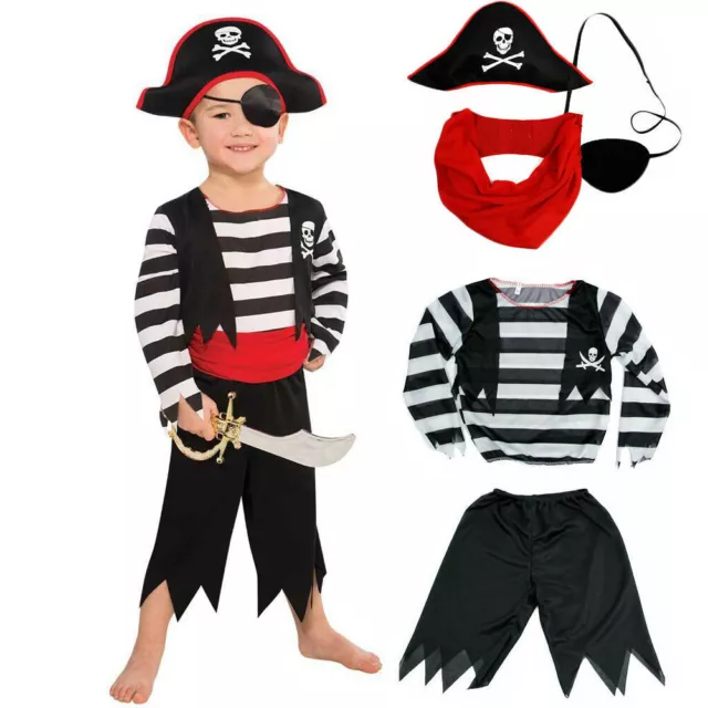 Kids Pirate Costume Boys Caribbean Book Week Day Fancy Dress Outfit Halloween UK