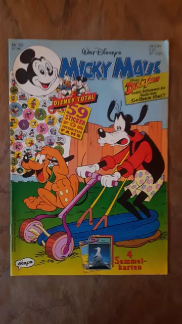 Micky Maus Comic Heft Nr. 30 1991 mit Beilage Entenhausen-Sticker + Sammelkarten