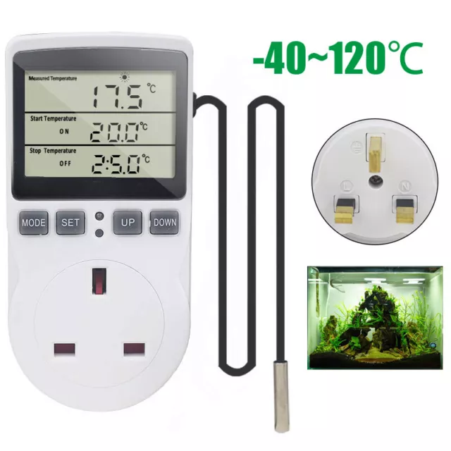 Plug In Thermostat Digital Temperature Controller Sensor Greenhouse Heater Timer