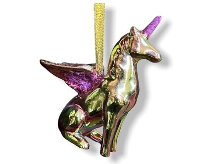 Pegasus￼ Unicirn Porcelain￼￼ Ornament Horse Pony Rainbow Gold Princess Birthday 2