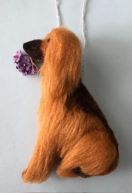 AFGHAN HOUND with BOUQUET of FLOWERS - PART NEEDLE FELTED DOG