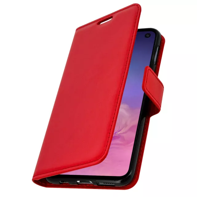 Funda Samsung Galaxy S10e Caso Lámina Cartera Función Soporte Video Rojo 2