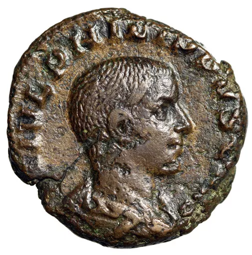 Philip II Caesar AE As "Prince of Youth" Rome Rare Good Very Fine