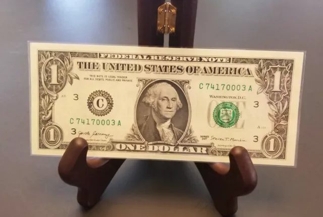 2017 $1 One Dollar Note Uncirculated from the Philadelphia Federal Reserve Bank