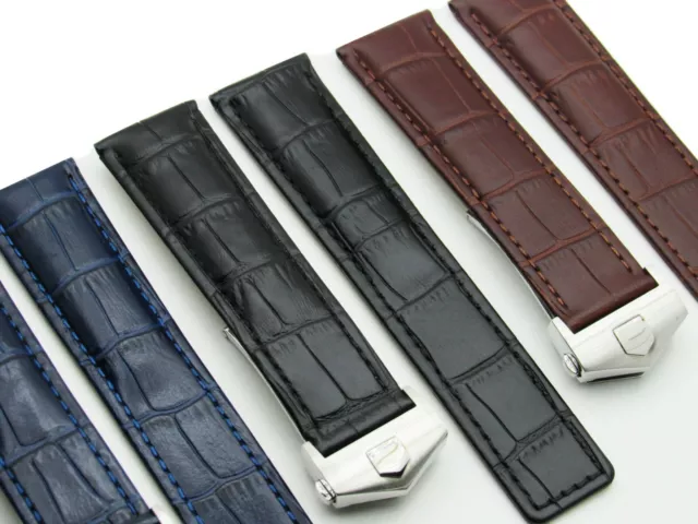 DISMAY 19-22mm Replacement Watch Band Strap Leather For TAG Heuer Carrera Monaco