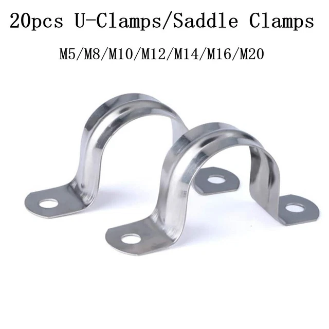 20 pièces clip de tuyau de conduite en forme de U sangle de selle tube en acier
