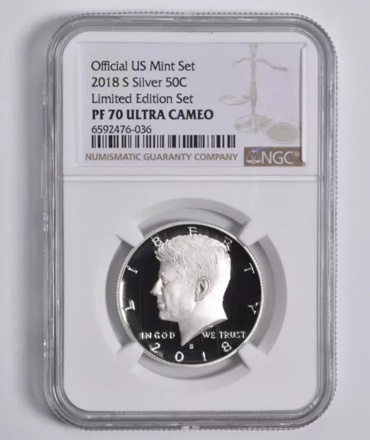 PF70UCAM 2018-S Silver Kennedy Half Dollar Limited Edition NGC BROWN Label