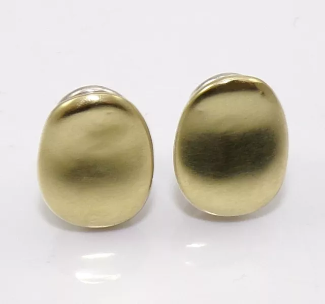 Barry Kieselstein Cord Sterling Silver & 14K Gold Oval Clip On Earrings LNA2 3