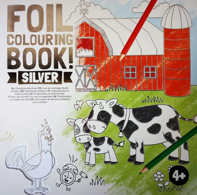 Malbuch 16x Bauernhof Tiere Ausmalbilder mit glänzenden Linien Kinder ab 4