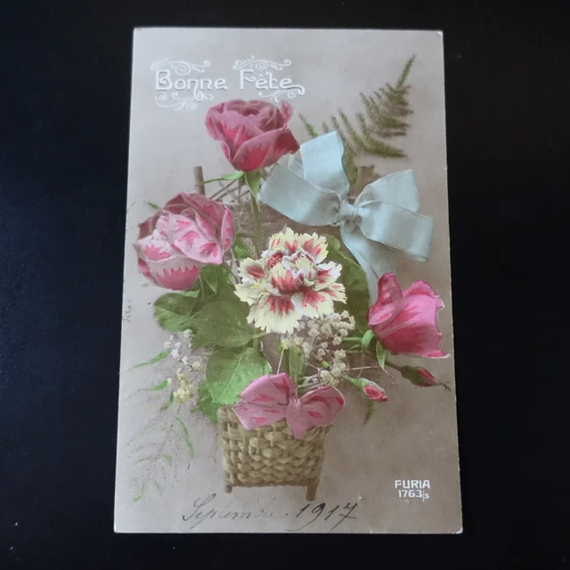 WW1 - 1917 - CENSURE MILITAIRE - CPA de BONNE FÊTE - CaD COLOMBES pour LA SUISSE