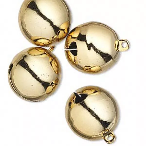 Jingle Bells Christmas Holiday Craft Jewelry 25mm 1" Gold Tone Brass Lot of 4