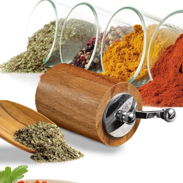 1pcs Wooden Pepper Grinder Manual Grinding Bottle Crank Spice Herb Mill Tool