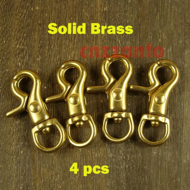 4pcs Solid brass lobster clasps swivel eye Fob trigger Snap hook for keychain