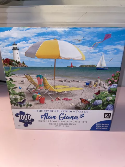 The Art of Alan Giana “To Be Here II” 1000pc Puzzle, Beach with Lighthouse