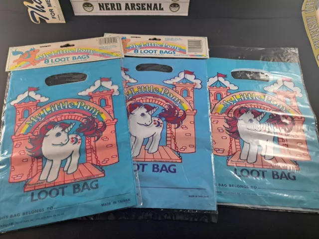 Vintage G1 My Little Pony Merchandise Loot Bags Moondancer Hasbro 1984 ×3