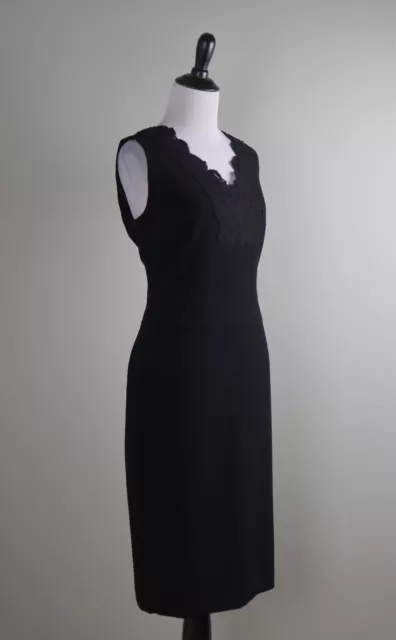 TALBOTS RSVP NWT $189 Solid Black Crochet Lace Trim Lined Lattice Dress Size 8 2