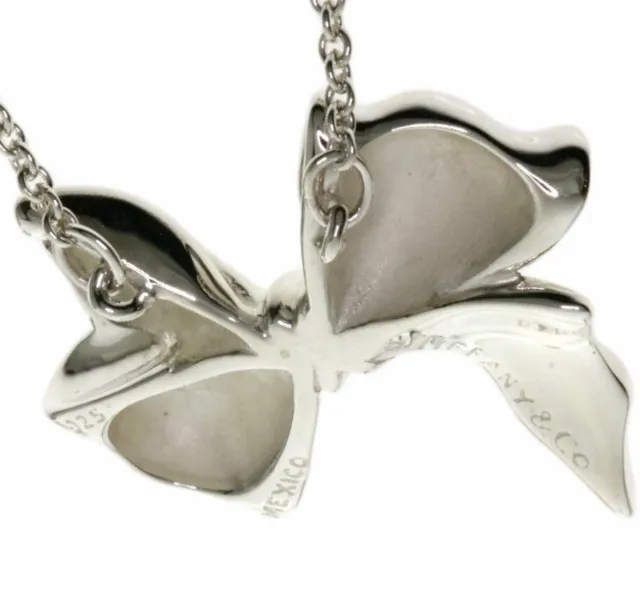 Tiffany & Co. Sterling Silver Large Bow Ribbon Pendant 18" Necklace 3
