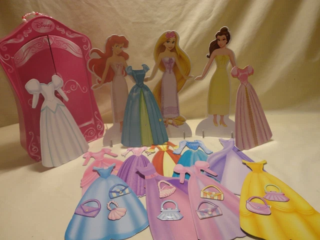 DISNEY PRINCESS DRESS Up Closet Magnetic Paper Doll Activity 3 Princesses  $7.99 - PicClick