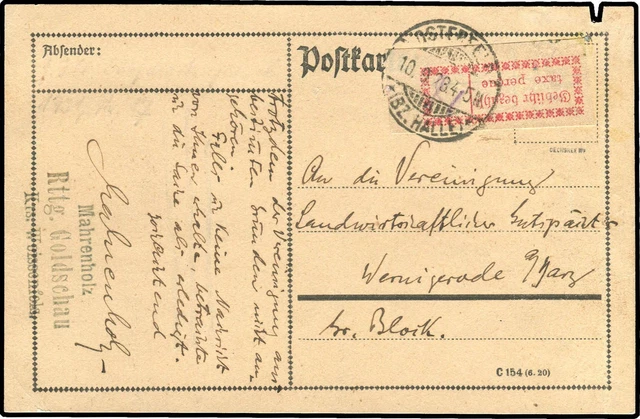 Deutsche Lokalausg. 1918-23, 1923, 2 I c, Brief