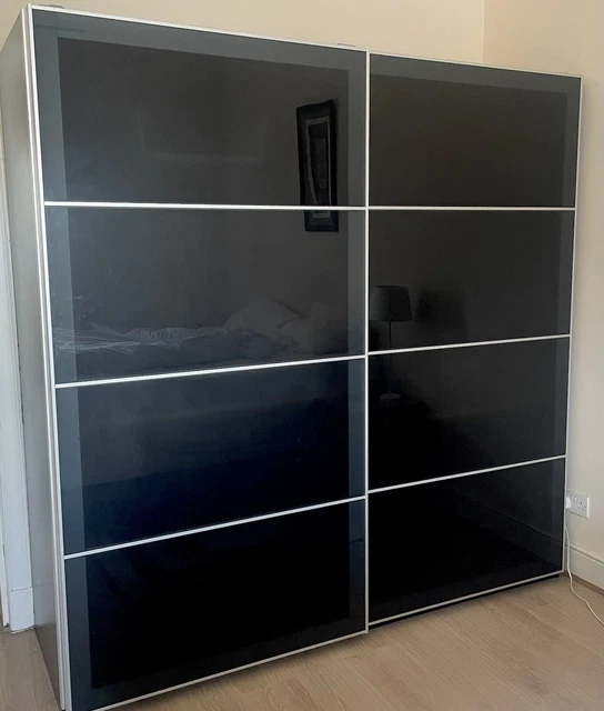 IKEA PAX WARDROBE With Smoked Glass Sliding Doors £200.00 PicClick UK