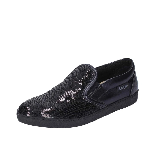 Chaussures Femme AGILE by RUCOLINE 37 Ue à Enfiler Noir à Paillettes Cuir Faux