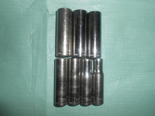 7 PC VTG "CRAFTSMAN USA -G-" METRIC DEEP SOCKET SET 3/8" DRIVE ~ 6 PT ~ 9mm-16mm