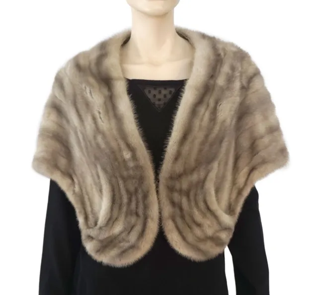 CUSTOM MADE Silver Gray Mink Fur Stole Shawl Cape One Size