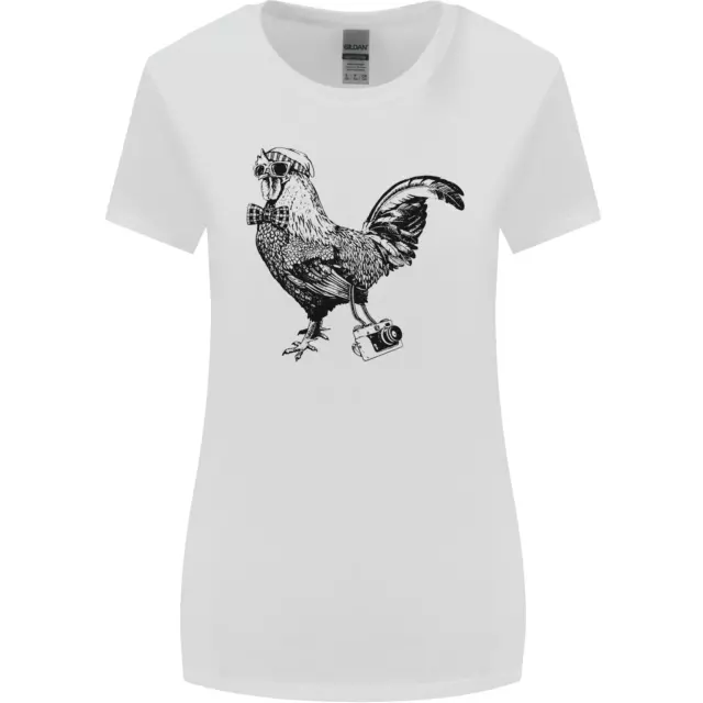 T-shirt donna taglio più largo fotocamera gallo