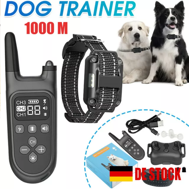 1000M Hund Ausbildung Stromschlag Erziehungshalsband Hunde Vibration Ton e-Shock