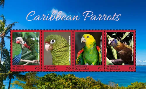 St. Vincent 2018 - Caribbean Parrots Birds - Sheet of 4 Stamps - MNH