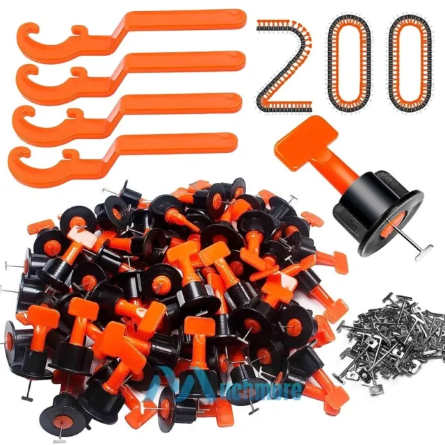 50/200pcs Tile Leveling System Kit Reusable Tile Spacer Wall Floor Clips Tool US