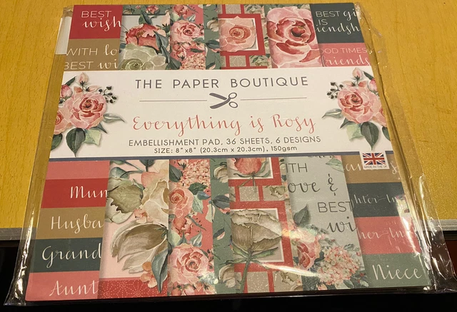 The Paper Boutique - Everything Is Rosy Embellishment Pad - 8x8 36 Sheets - New