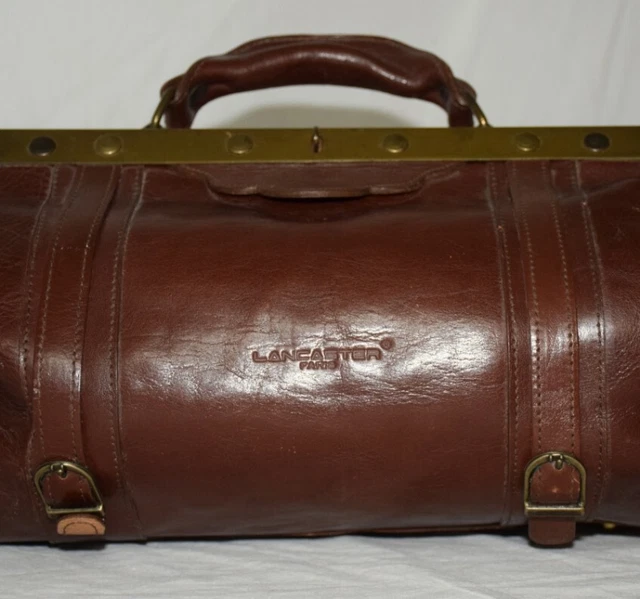 vintage HEBAMMENTASCHE Lancaster Paris - Handtasche echt Leder Damen Arzttasche 3