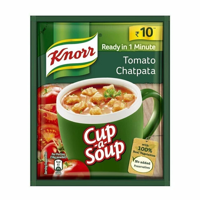 10 Confezione Di Knorr Istantaneo Cup A Zuppa Pomodoro Chatpata 13.5g Ogni Nuovo