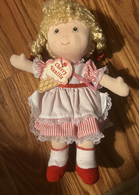 Vtg Russ Berrie CHERRY VANILLA Soft Doll Girl #714 Blonde Red+White Stripe RARE