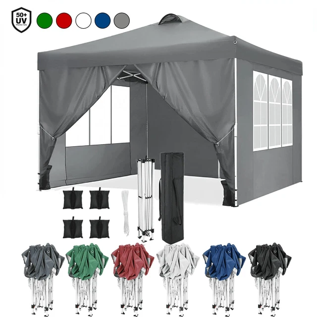 Faltpavillon 3x3m Pop Up Pavillon mit 4 Seitenwände Wasserdicht Partyzelt Garten