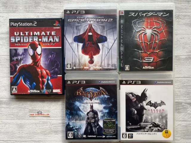 SONY PS2 & 3 Ultimate & Amazing Spider-Man 2 & 3 & Batman 5games set from Japan