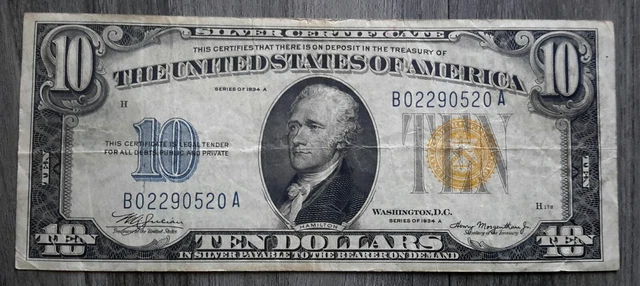 1934-A Silver Certificate $10 mid grade North Africa Emergency note VF