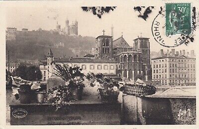 Carte postale ancienne RHÔNE LYON 12 cathédrale saint-jean basilique Fourvière