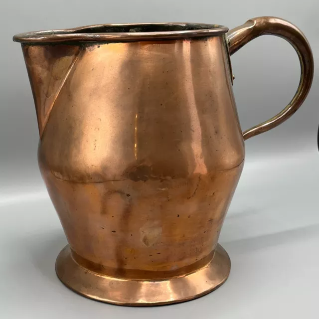 Large Antique Georgian Copper Jug Pitcher English 1 Gallon 8 Pint Early 19C Old 3