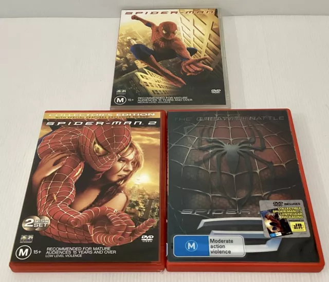 Spider-Man Spider-Man 2 Spider-Man 3 DVD Tobey Maguire Marvel Region 4 5 Discs