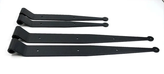 Pair of USA Made Blacksmith Hand-Forged Steel Strap Hinges, 1” Offset, 2 Sizes 2