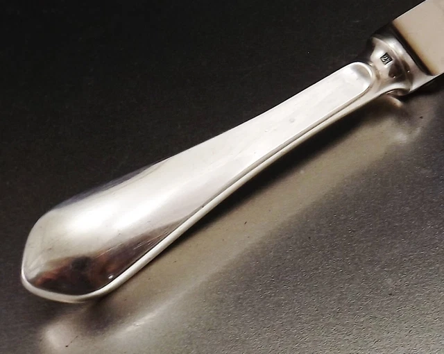 Superbe 12 couteaux de table manche métal argenté orfèvre Ercuis modèle Citeaux Vintage 1990 French silver-plated dinner knives 23,5cm - France