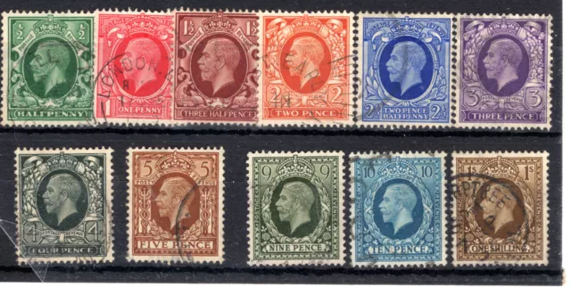 GB 1934 sg 439-449 1/2d to 1/- photogravure set FU cat £20